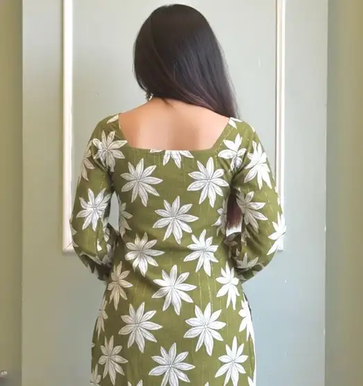 Casual Floral Print Women Green Top