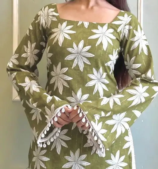 Casual Floral Print Women Green Top