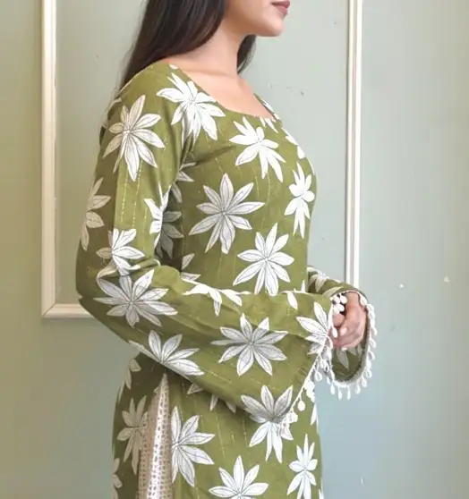 Casual Floral Print Women Green Top