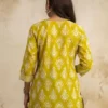 Vibrant Yellow Printed V-Neck Tunic Top